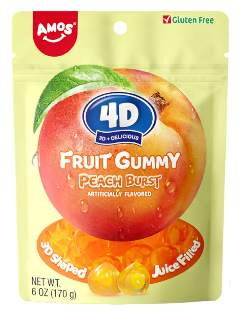 Желейні цукерки Amos 4D Fruit Gummy Peach Burst 65г