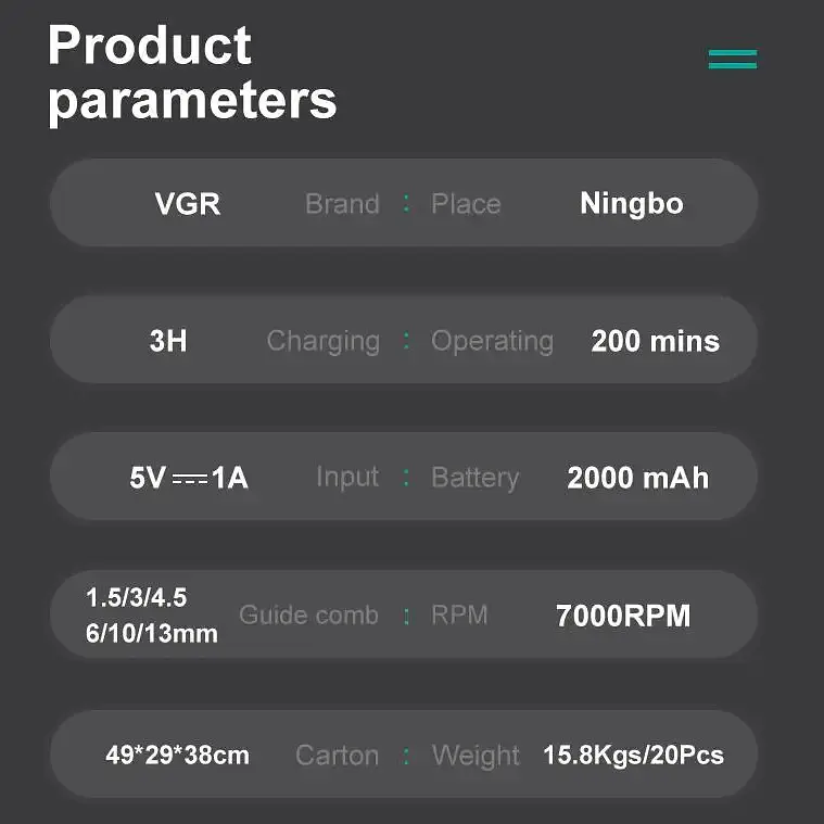 Машинка для стрижки аккумуляторная VGR V-196 2000 mAh LED дисплей - фото 3