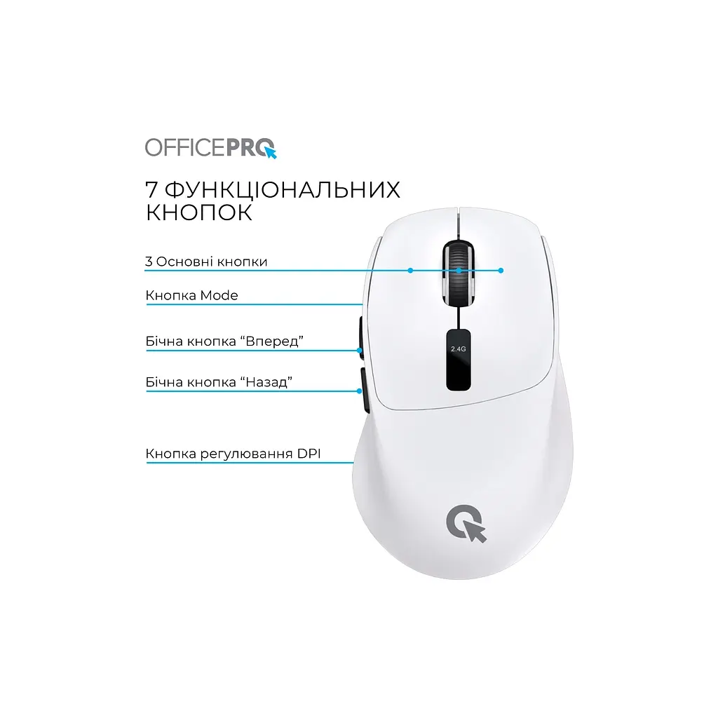 Мишка OfficePro M398W Wireless/Bluetooth White (M398W) - фото 5