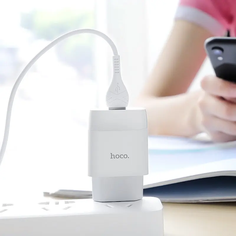 МЗП Hoco C72A Glorious 2.1A (1USB-A) + кабель USB to MicroUSB Білий - фото 4
