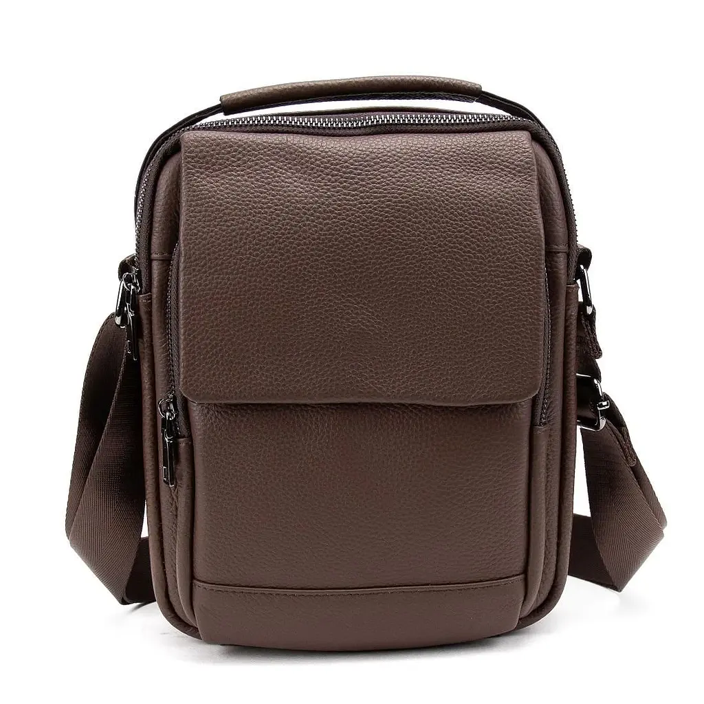 Месенджер шкіряний з ручкою Tiding Bag A25F-FL-9747C коричневий - фото 3