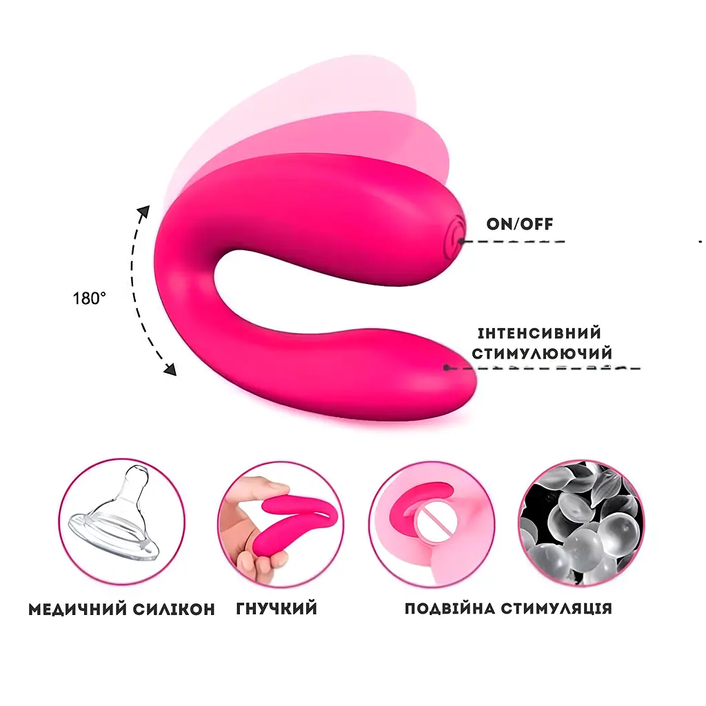 Парный вибратор Passion G-Spot для двойной стимуляции розовый (4821002029624) - фото 2