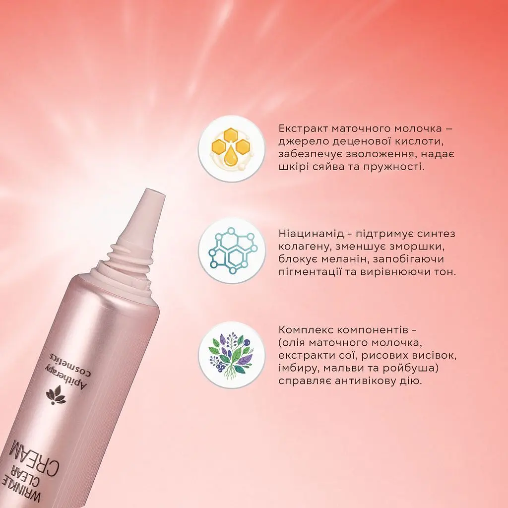 Антивіковий крем для обличчя Yamada Bee Farm Apitherapy Cosmetics RJ Excellent Wrinkle Clear Cream 30 г - фото 7