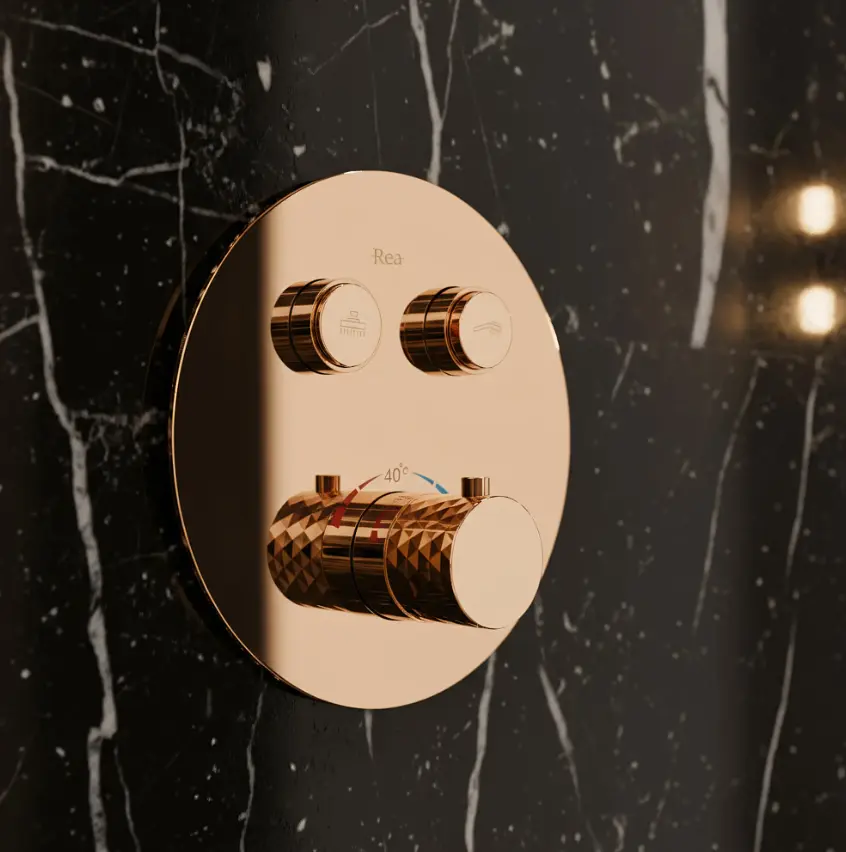 Душова система прихованого монтажу з термостатом Rea Lungo Diamond + Box copper REA-P6968 - фото 2