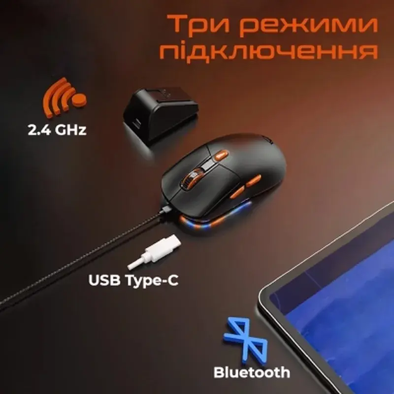 Мишка Meetion GW38 Wireless/Bluetooth/USB White (MT-GW38-B) - фото 3