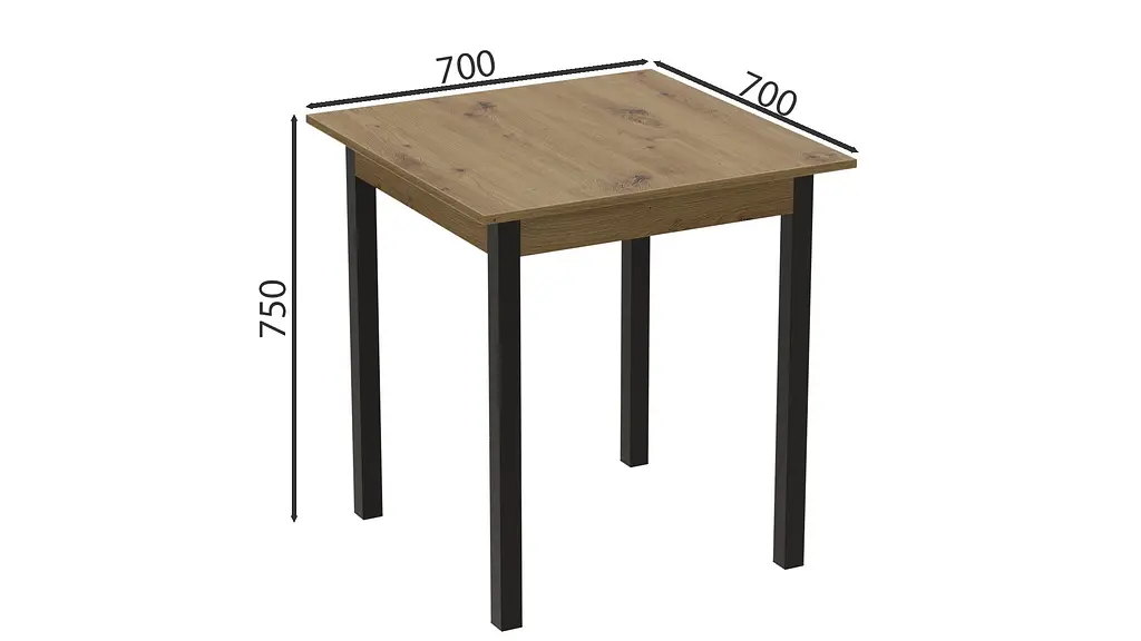 Стіл кухонний Ferrum-decor Агата 75x70x70 Чорний ДСП Дуб Артізан 16мм (FRD-105673) - фото 3