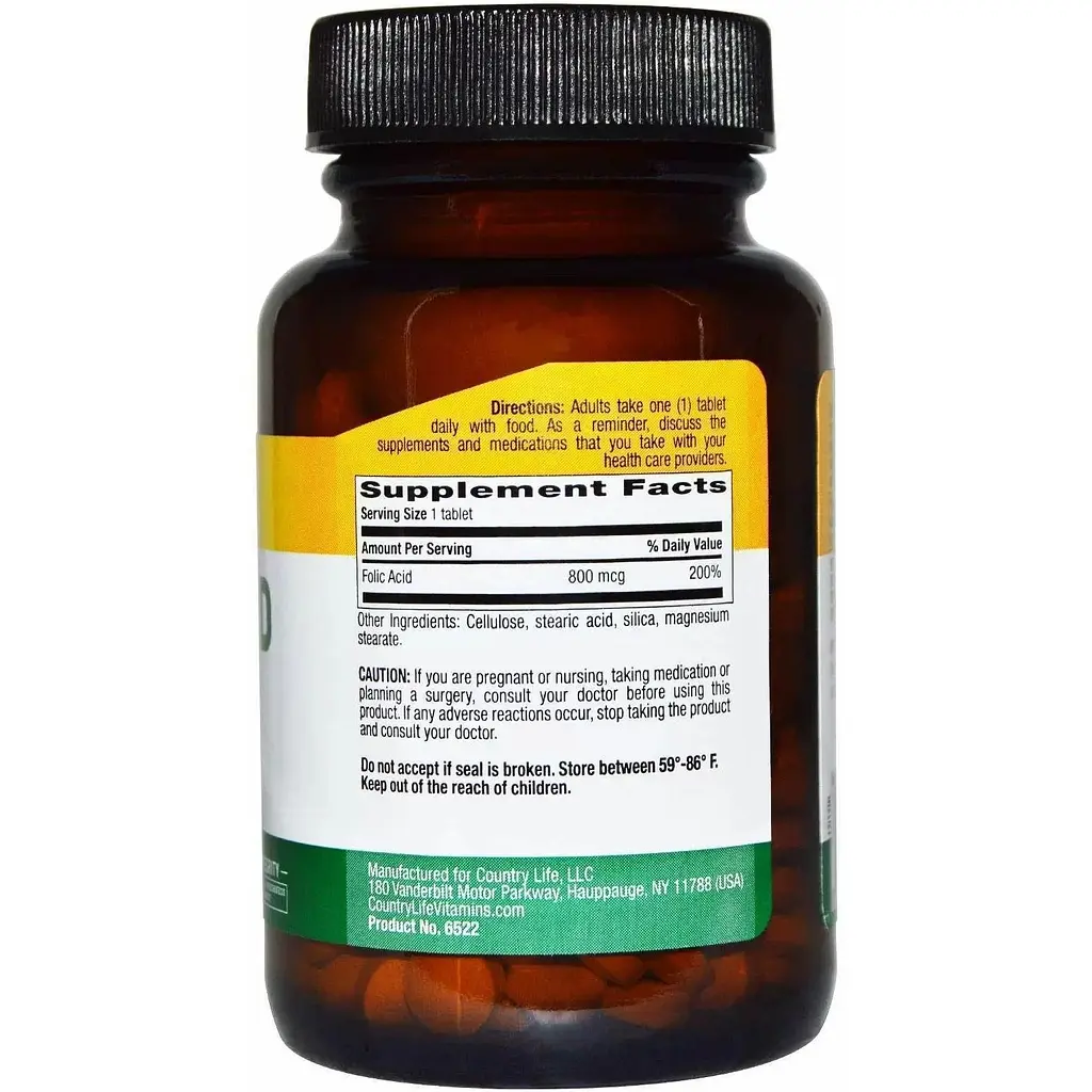 Фолієва кислота Country Life Folic Acid 800 мкг 250 таблеток - фото 2
