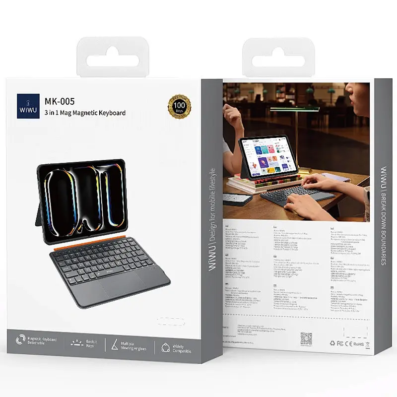 Клавіатура-чохол MK-005 3 in 1 for iPad 10.2''/10.5'' Bluetooth Grey Wiwu teh0029791 - фото 5