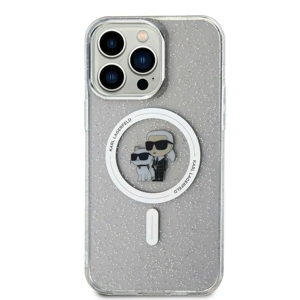 Чехол Karl Lagerfeld IML Glitter Karl and Choupette MagSafe для iPhOne 15 Pro Max Прозрачный (KLHMP15XHGKCNOT) - фото 3