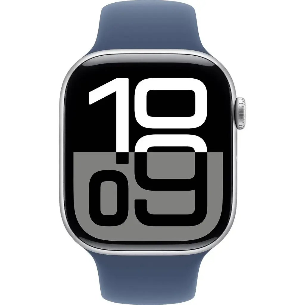 Apple Watch Series 10 GPS 46mm Silver Aluminum Case with Denim Sport Band M/L MWWM3 - фото 2