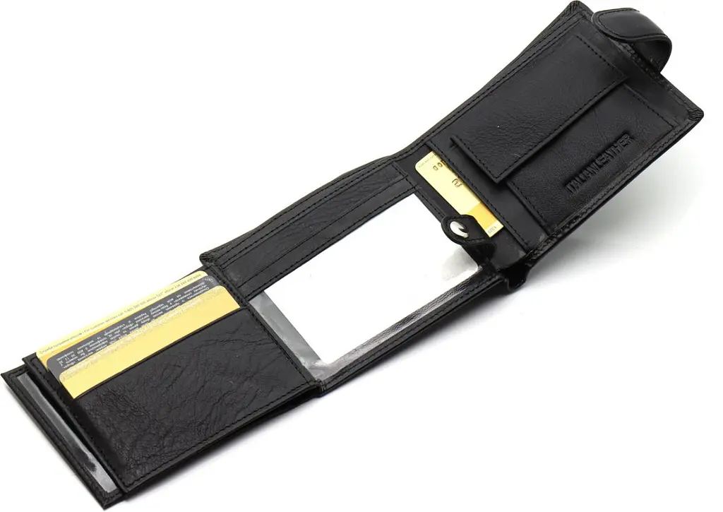 Класичне чоловіче портмоне з натуральної шкіри ST Leather ST102 чорне 9,5 см - фото 6