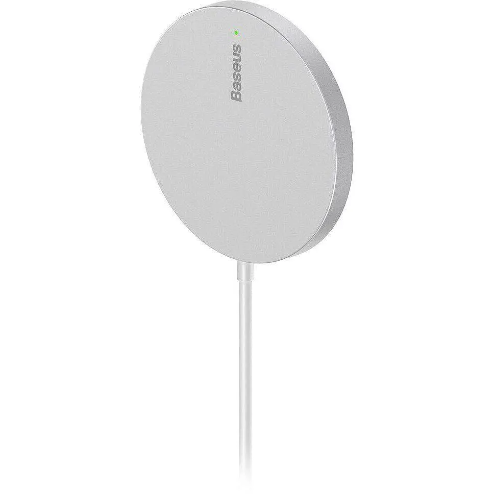Беспроводное зарядное устройство магнитное Baseus Simple Mini3 Magnetic 15W silver - фото 5