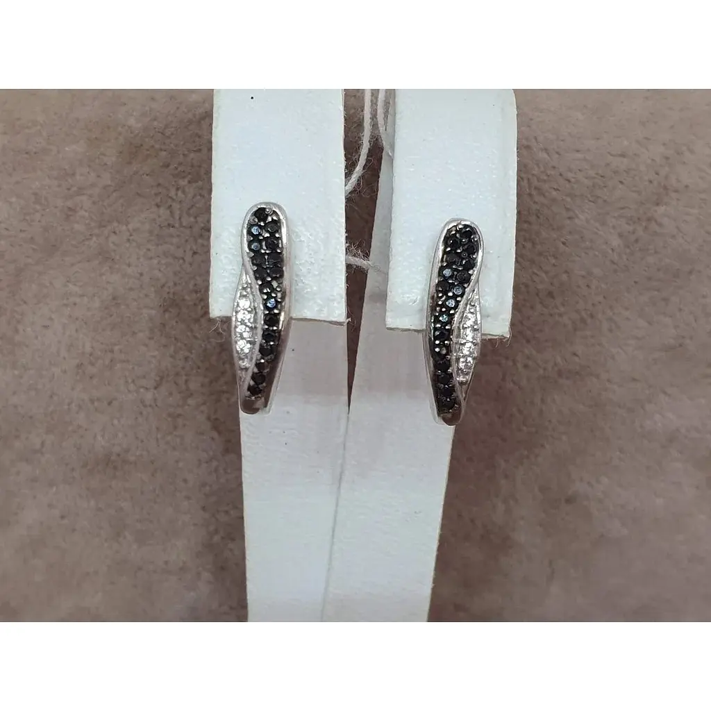 Срібні сережки Агні з ЗМІЙКА фіанітами. 2396/9Р-CZ - фото 4