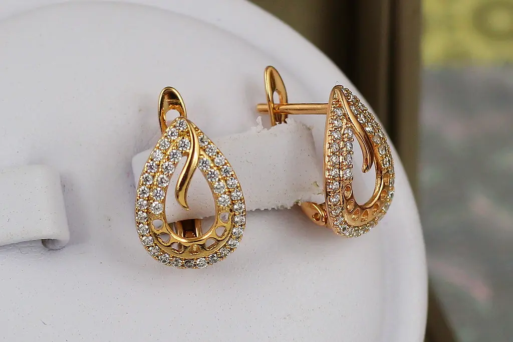 Сережки Xuping Jewelry чиста енергія 1.4 см золотисті - фото 2