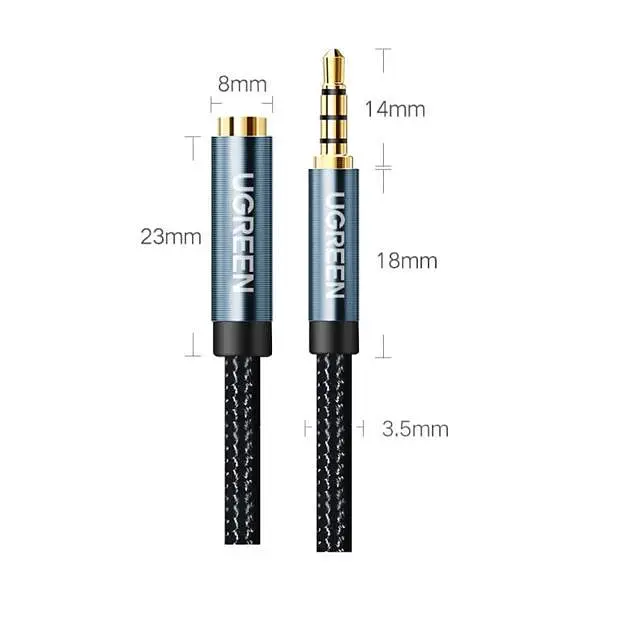 Кабель аудио Ugreen 4 pin 3.5 mm удлинитель 2М Blue (AV118) - фото 4