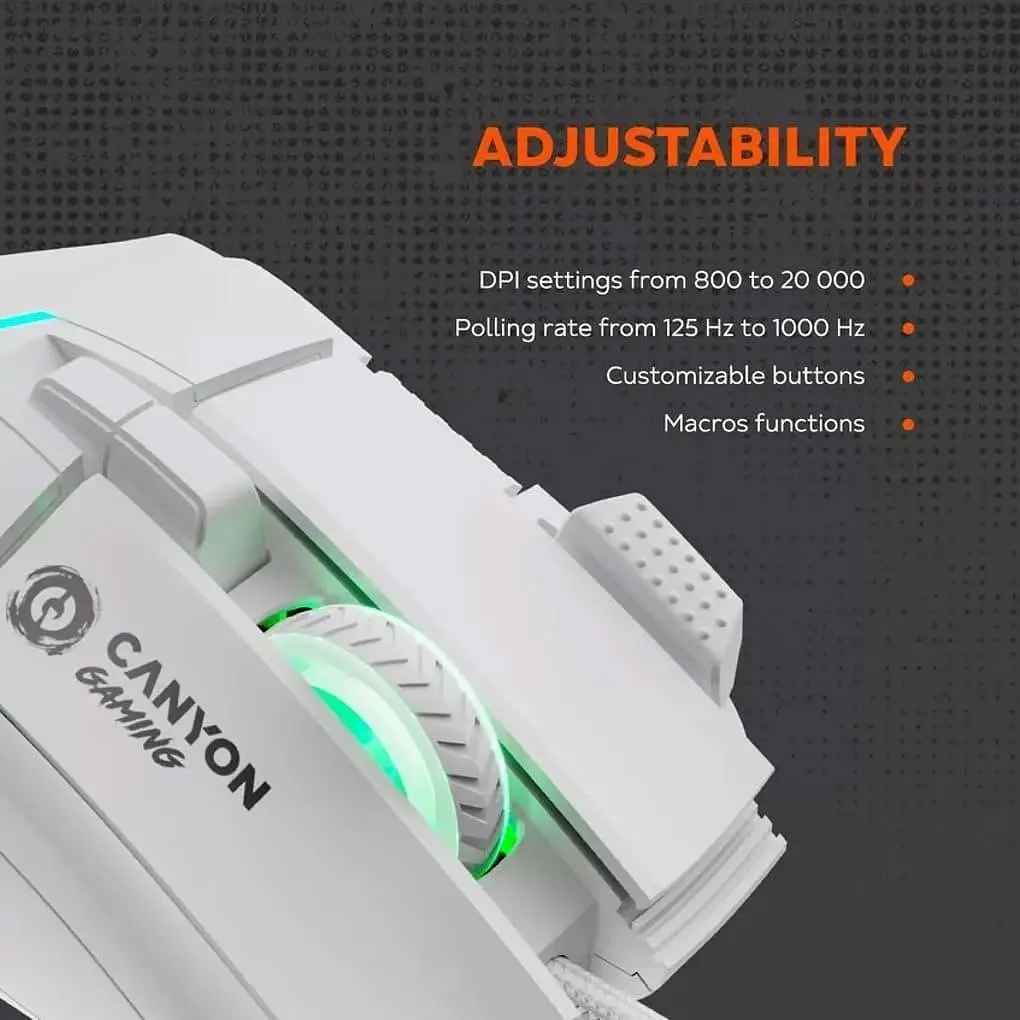 Миша Canyon mouse Fortnax GM-636 RGB 9buttons Wired White (CND-SGM636W) - фото 7