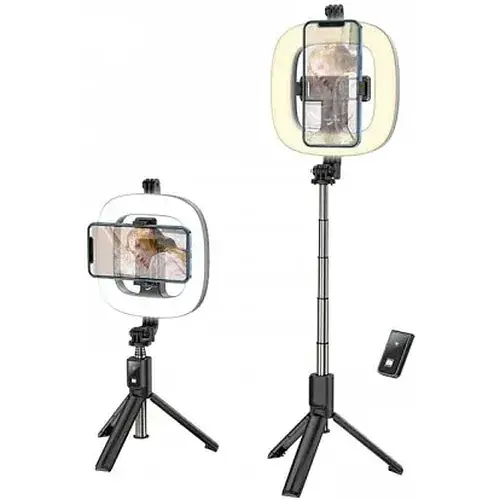 Трипод монопод Hoco LV03 Plus Showfull fill light live broadcast holder 0.95 m LED с кольцевым освещением - фото 3