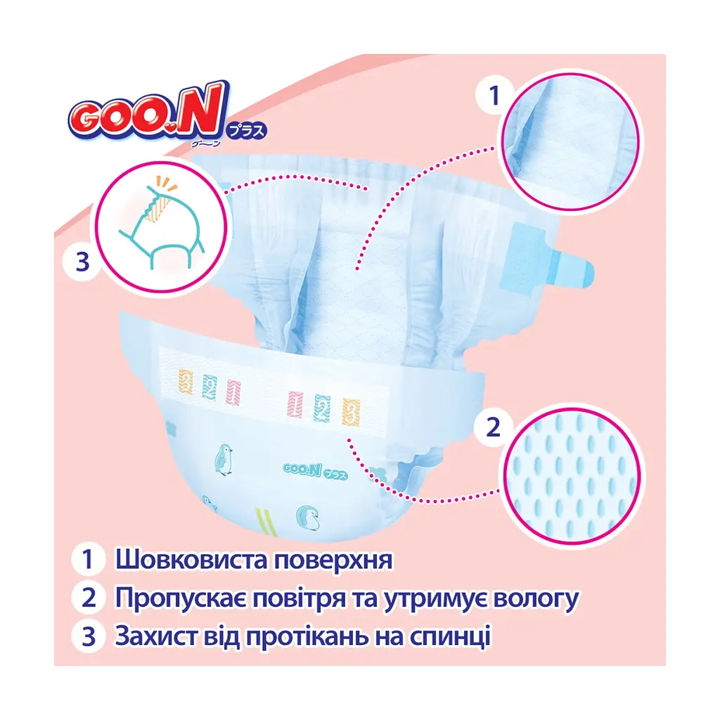 Підгузки GOO.N Plus Розмір 4 (L), 9-14 кг, 44 шт (21001498) - фото 3