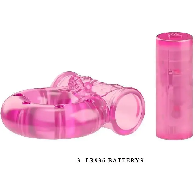 Кільце з вібрацією і презервативом Lybaile Vibrator & condom BI-010081, Рожевий - фото 5