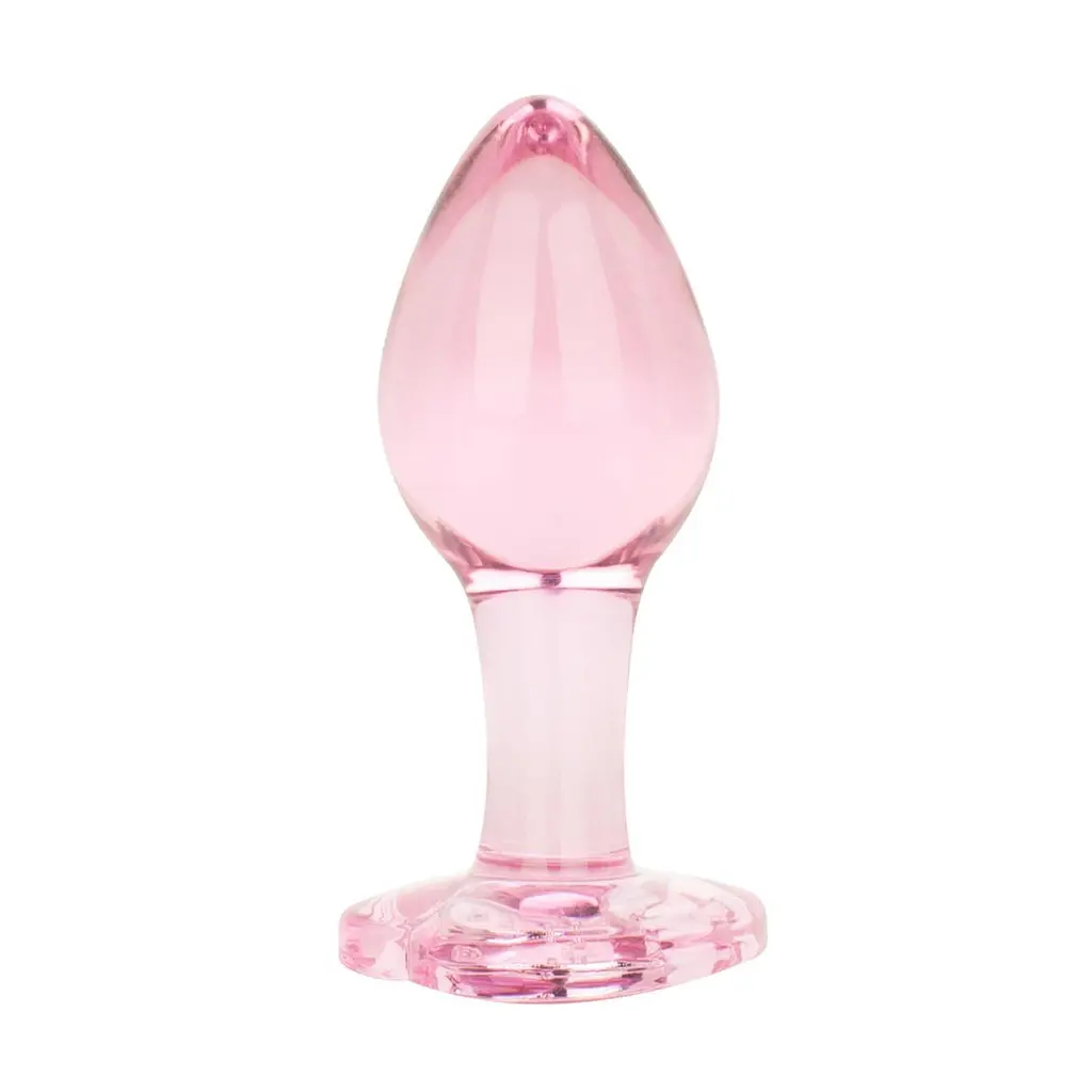 Анальна пробка EasyToys Anal Plug Glass M 8.3 см (рожевий) - фото 3