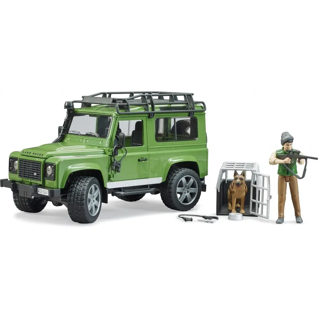 Набір іграшковий Bruder Автомобіль Land Rover Defender з фігуркою лісника та собаки (02587) - фото 4