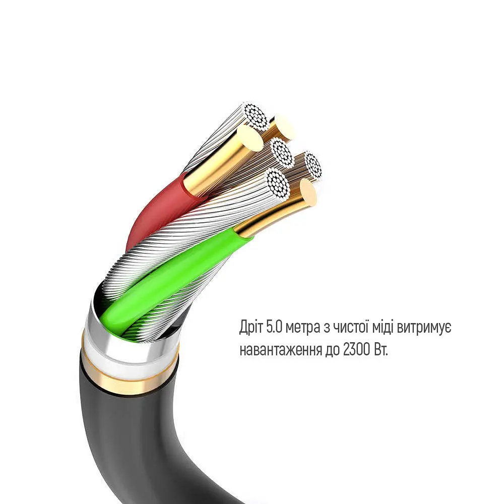 Мережевий фільтр-подовжувач СolorWay 4 розетки/3USB (2USB-A + 1 TYPE-C) (24W) Black 5 м (CW-CHE435PDB) - фото 6
