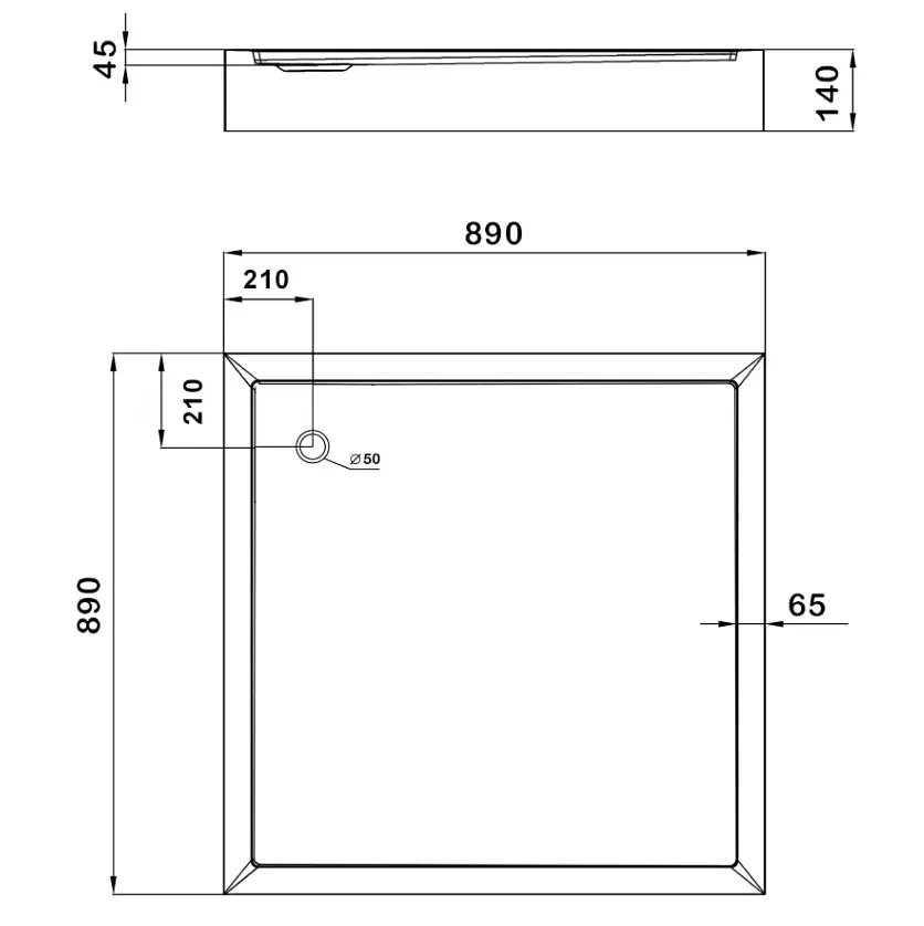 Душовий піддон Lidz Kapielka ST90x90х14, квадратний LKAST909014 - фото 5