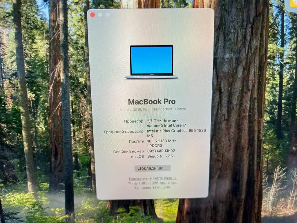 Ноутбук Apple MacBook Pro 13" i7-8559U/16/251 (C02Y40RUJHD2) Б/в - фото 9