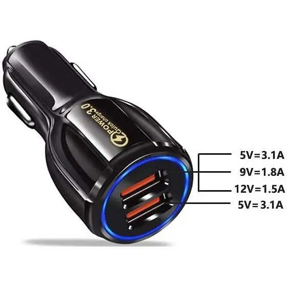Зарядний пристрій Xiamen 2USB PD18W QC 3.0 Black (050555) - фото 2