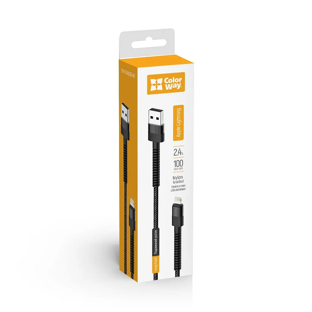 Дата кабель USB-C to Lightning 1.0m 2.4А black ColorWay (CW-CBUL063-BK) - фото 2