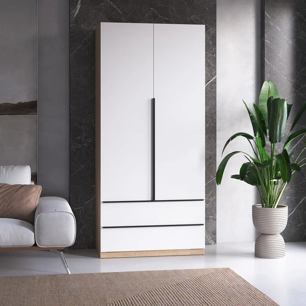 Шафа для одягу Vays M-30, 2 шухляди, з штангою та полицями, ЛДСП, 100×50×220 см – для спальні, вітальні, передпокою - фото 10