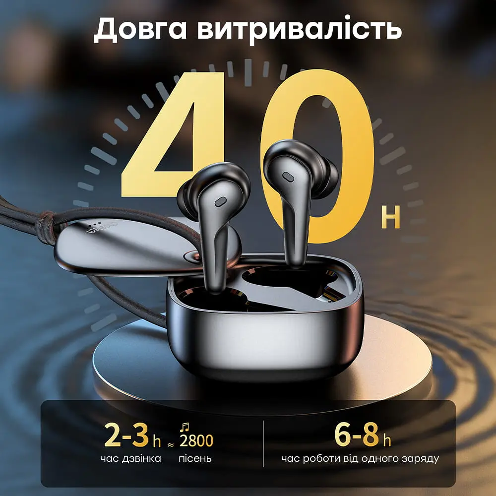 Бездротові навушники Choetech BH-T17 Black TWS, Bluetooth 5.4, ANC+ENC (43-00136) - фото 4