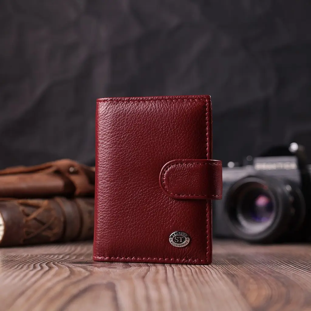 Практична візитниця з натуральної шкіри ST Leather 22468 бордова - фото 9