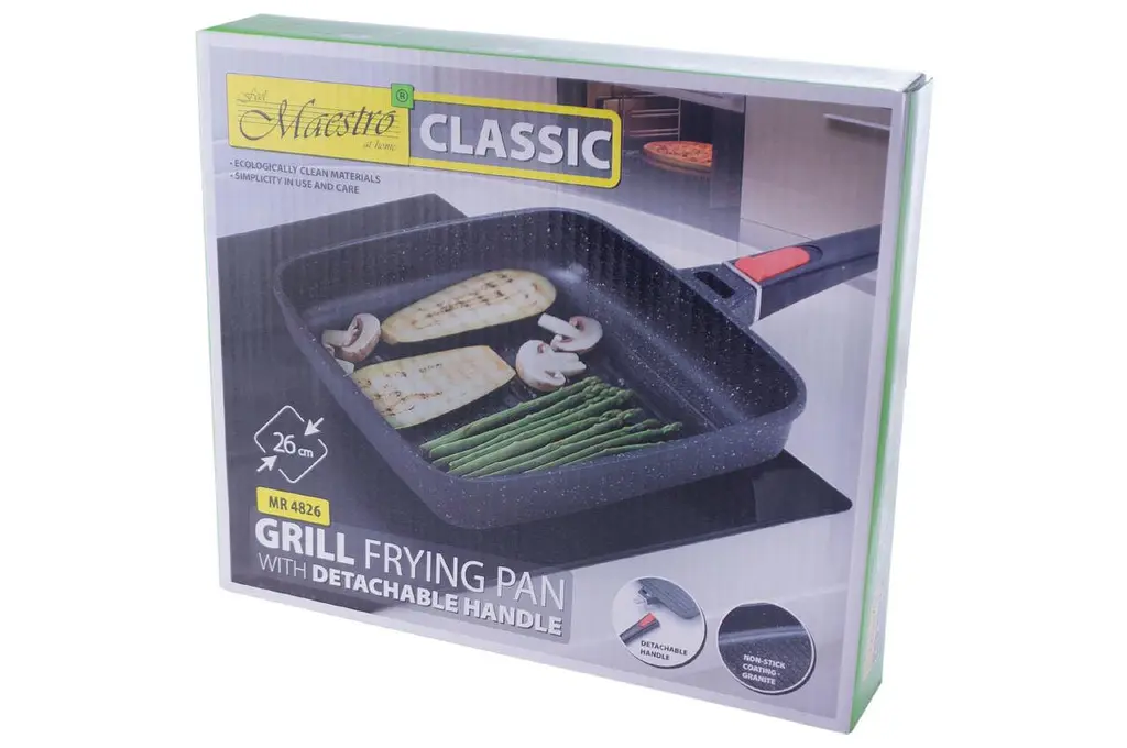 Сковорода гриль квадратна антипригарна Maestro MR-4826 26 см Granite литий алюміній ручка, що знімається - фото 6