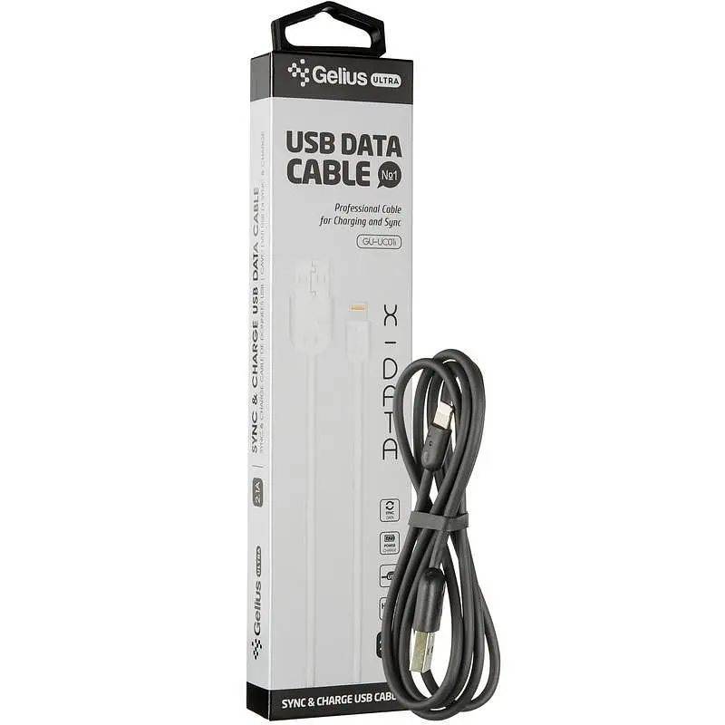 USB кабель Gelius Ultra X-Data GU-UC01i Apple Black Lightning - фото 2