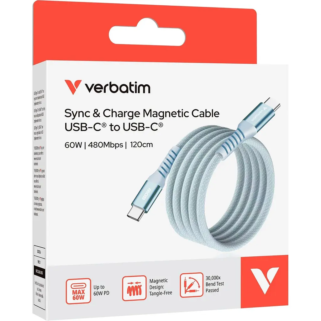 Кабель Verbatim 60 Вт /USB-C–USB-C /120 см-блакинтий (31852) - фото 4