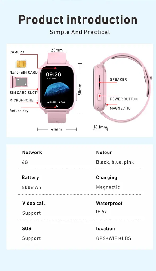 Смарт годинник-телефон дитячі Wonlex CT25 з відеодзвінком WI-FI GPS SIM-карта Pink (18357) - фото 12