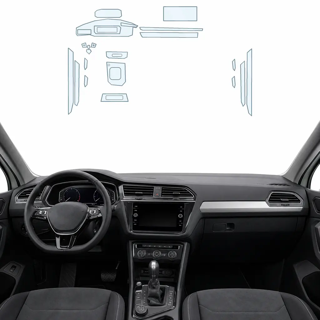 Набір Плівок захисних для салону Volkswagen Tiguan II 2016- TPH (Кансолі Дисплея Ручок)