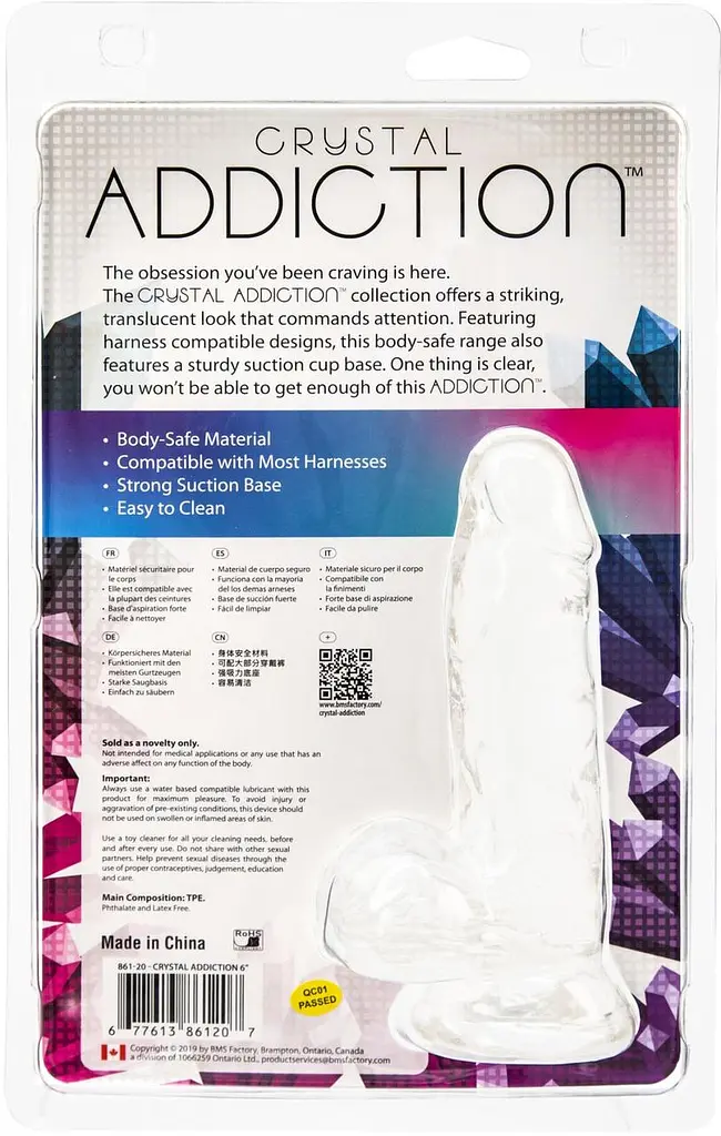 Прозорий фалоімітатор Addiction - Clear Dildo with Balls 6″, віброкуля в подарунок - фото 5