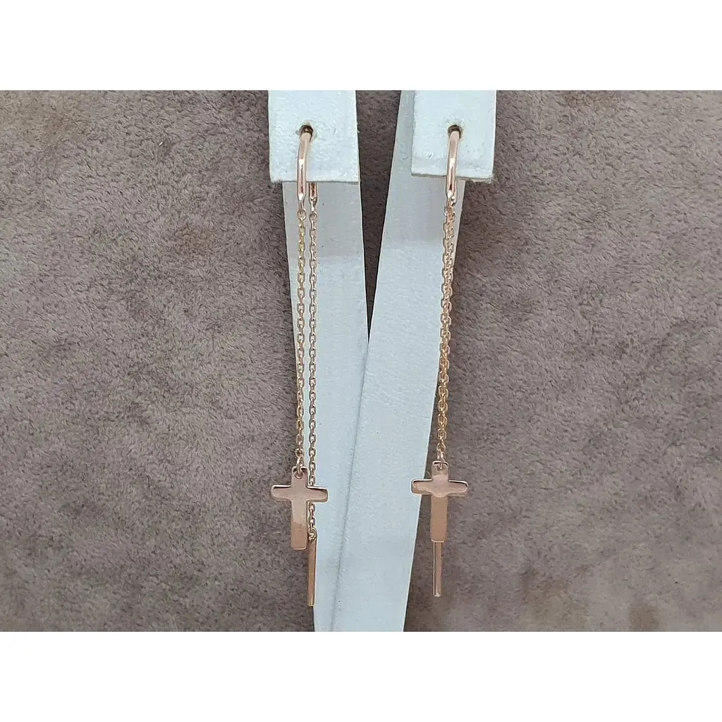 Золотые серьги-протяжки Платон Крестики. 1С369/00Б - фото 4