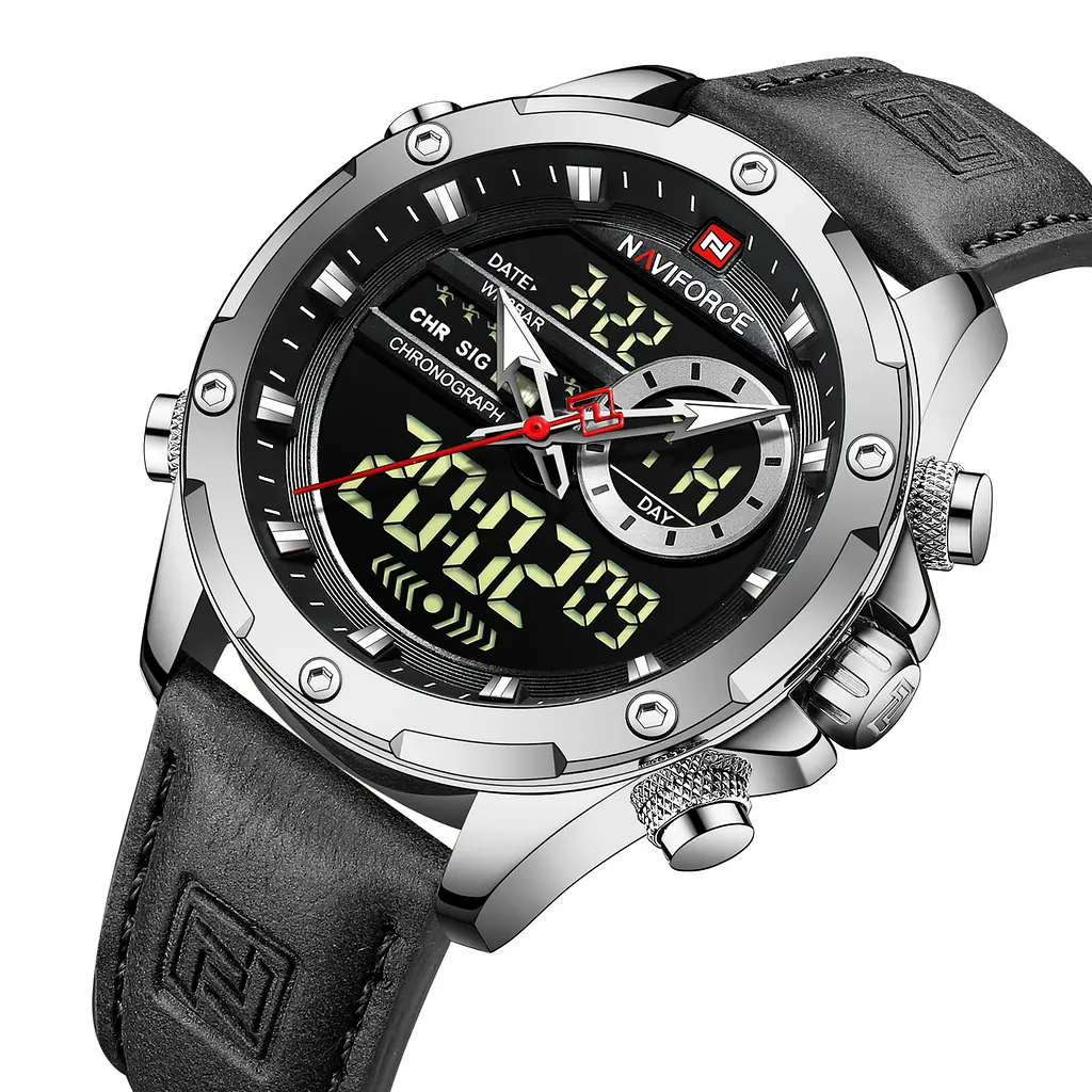 Наручний годинник чоловічий Naviforce Pride NF9208 Silver-Black-Black, NF9208 S/B/B (15227) - фото 2