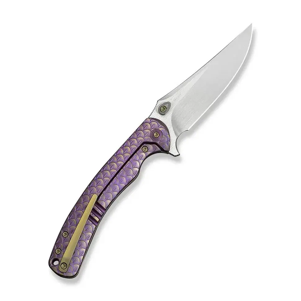 Ніж складаний туристичний Weknife Dracarys, (9.1 см) Böhler M390 / титан 6AL4V фіолетовий/золотий - фото 2