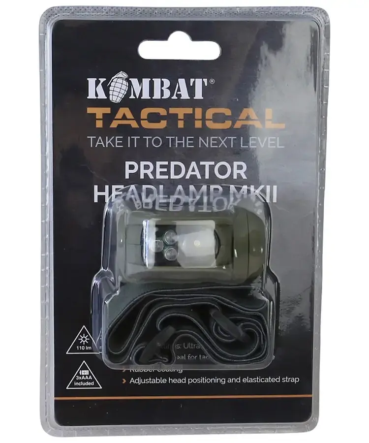 Фонарик налобный Kombat UK Predator Headlamp II (1000-kb-phl-olgr) - фото 2