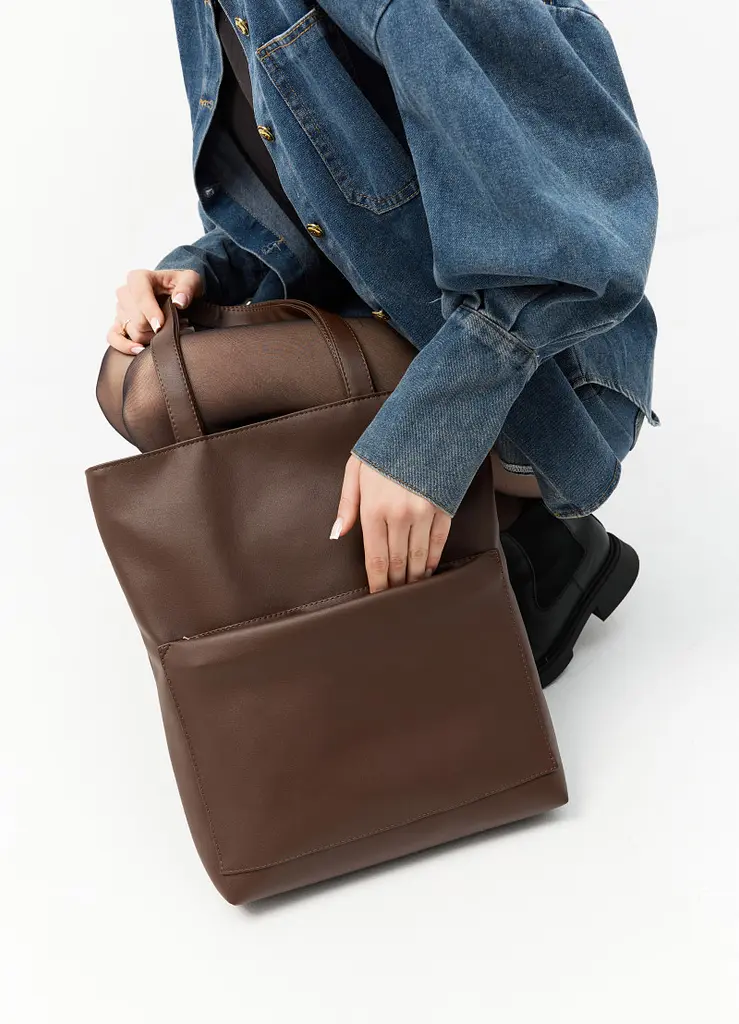 Жіноча сумка Sambag Largo шоколадна 41 х 30 х 10 см (93220020) - фото 6