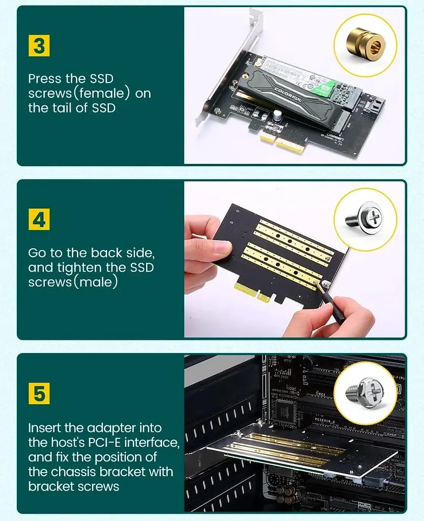 Контроллер Ugreen PCI-E 3.0 для SSD M.2 NVMe + M.2 NGFF CM302 (70504) - фото 7