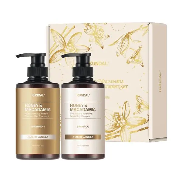 Набір для волосся з ароматом "Амбра та Ваніль" Kundal Holiday Edition Set Amber Vanilla 300ml+300ml - фото 2