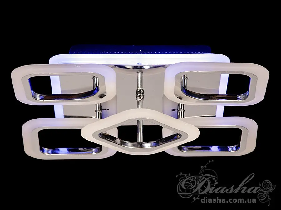 Люстра стельова LED Diasha AS8060/4+1HR, 60W, 3200K-6500K, хром, сучасний стиль з пультом та диммером - фото 2
