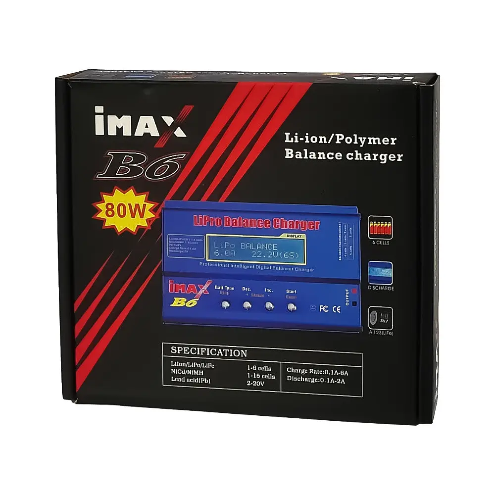 Зарядний пристрій iMAX B6 з балансиром, для акумуляторів Li-Ion, Li-Pol, Li-Fe, NiCd та NiMH (80W) - фото 6