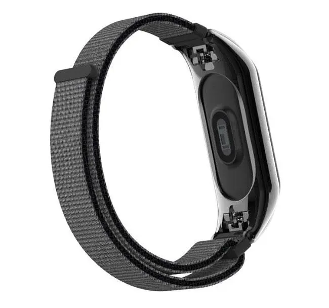 Нейлоновий ремінець Primo для фітнес-браслета Xiaomi Mi Band 3 Black Grey - фото 4