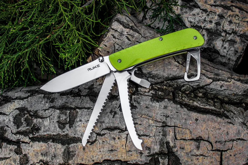 Багатофункціональний ніж Ruike Trekker LD43, (8.5 см) 12C27 / G10 зелений, 15 інстр. - фото 7